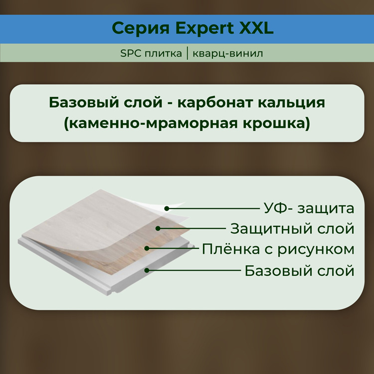25EL30 Кварцвинил замковый STRONG STEP Эксперт+ 181x1500x5 Каштан