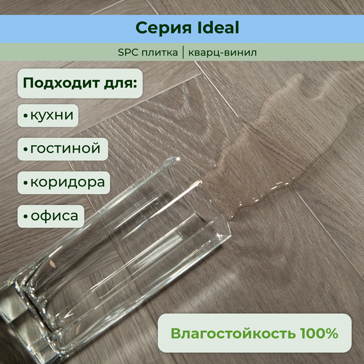 35ID31 SPC плитка STRONG STEP Ideal 126x630x5 Графит