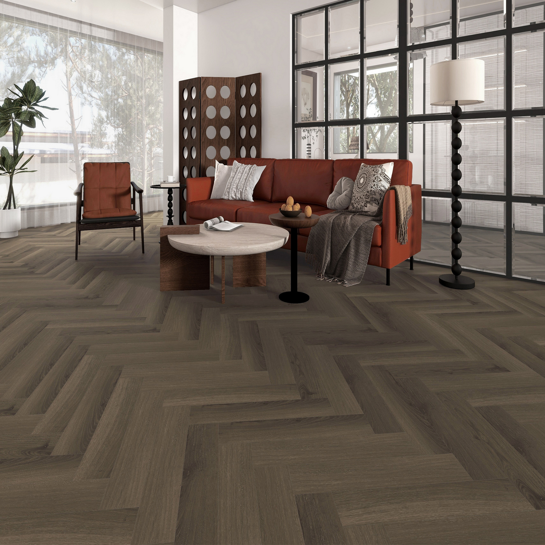 35ID38 SPC плитка STRONG STEP Ideal 126x630x5 Махагон